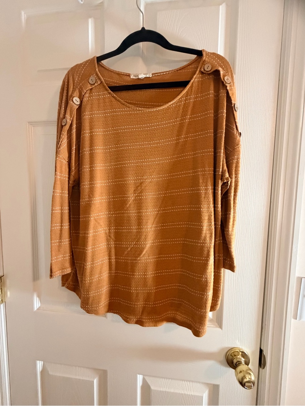 Cozy Button-Shoulder Long Sleeve Top in Rust